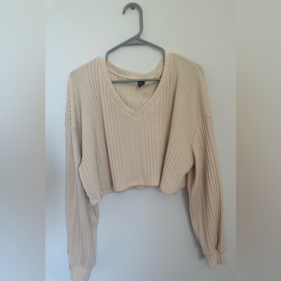 Beige Drop Neck Sweater - Picture 3 of 3